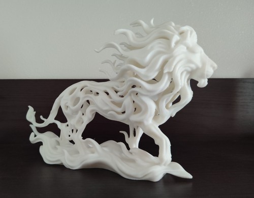 Scultura leone maestoso - scultura, bianco