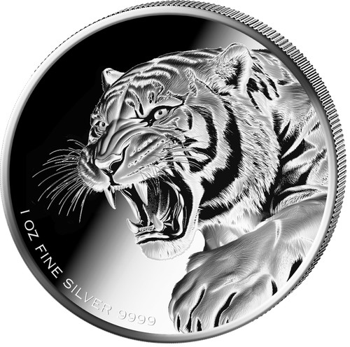 Moneta argento tigre maestosa - argento,